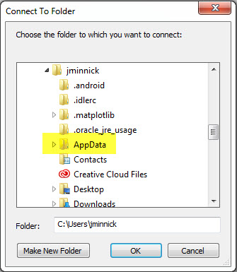 ArcMap folder connect